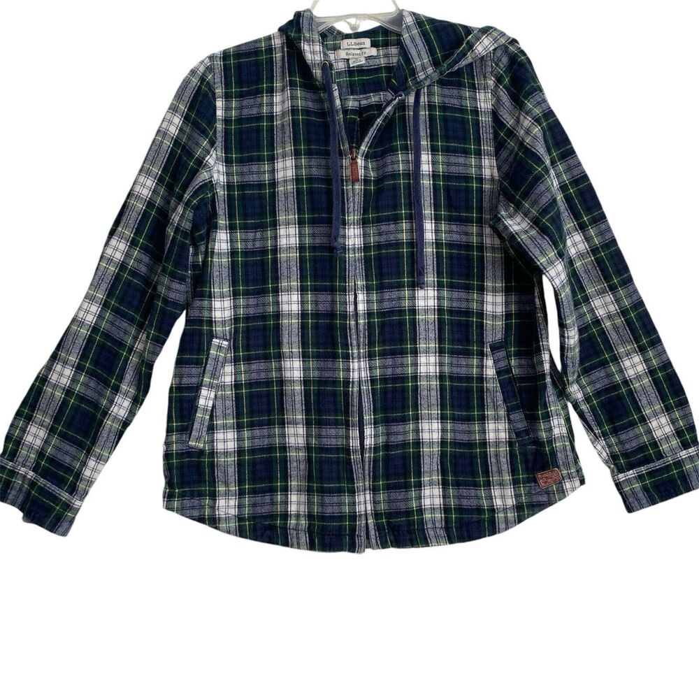 Vintage L.L. Bean Ladie's Cotton Flannel Chamois Zip-Up Plaidβ Shirt Jac Size S